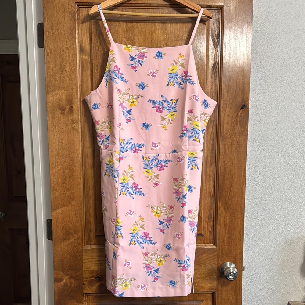 French‎ Connection Plus Size Floral Pink Dress with Spaghetti Straps Size XXL